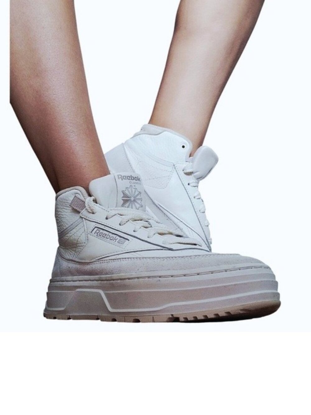 White Reebok CLUB C GEO MID Sneakers Sz. 7.5